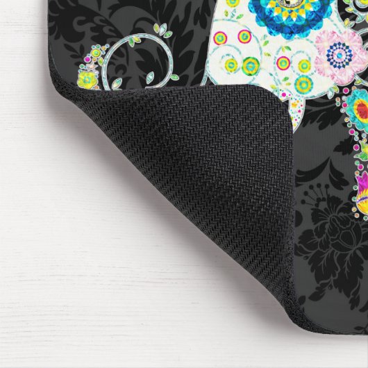 Farbenfrohe Retro Floral Elefant Mousepad (Ecke)