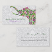 Farbenfrohe Retro Floral Elefant Visitenkarte (Vorne/Hinten)