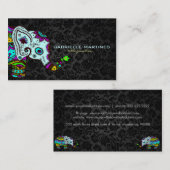 Farbenfrohe Retro Floral Elefanten und schwarze Da Visitenkarte (Vorne/Hinten)