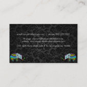 Farbenfrohe Retro Floral Elefanten und schwarze Da Visitenkarte (Rückseite)