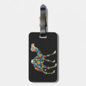 Farbenfrohe Retro-Floral-Kamel und schwarze Damask Gepäckanhänger (Rückseite vertikal)