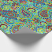 Farbenfrohe Retro-Floral Paisley Muster Geschenkpapier (Ecke)
