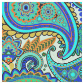 Farbenfrohe Retro-Floral Paisley Muster Stoff (Nahaufnahme)