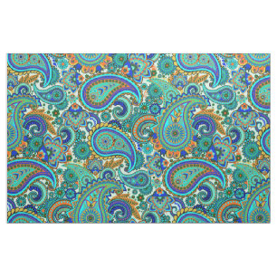 Farbenfrohe Retro-Floral Paisley Muster Stoff