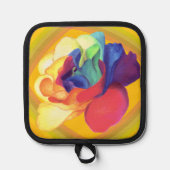 Farbenfrohe Retro Floral Rose Küche Topflappen (Vorderseite)