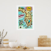 Farbenfrohe Retro Florida 20x28 Karte Drucken Poster (Küche)