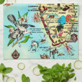 Farbenfrohe Retro Florida Karte Geschirrtuch (Gefaltet)