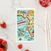 Farbenfrohe Retro Florida Karte Serviette (Beispiel)