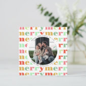 Farbenfrohe Retro-Foto Frohe Weihnachten (Stehend Vorderseite)