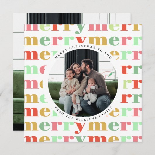 Farbenfrohe Retro-Foto Frohe Weihnachten (Vorne/Hinten)