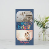 Farbenfrohe Retro Frohe und helle Weihnachten 2 Fo (Stehend Vorderseite)