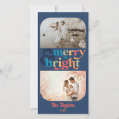 Farbenfrohe Retro Frohe und helle Weihnachten 2 Fo (Vorderseite)