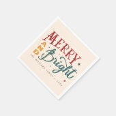 Farbenfrohe Retro Frohe und helle Weihnachten Serviette (Ecke)