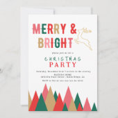Farbenfrohe Retro Frohe und helle Weihnachtsfeier  Einladung (Vorderseite)