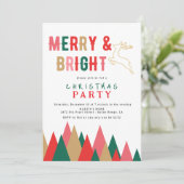 Farbenfrohe Retro Frohe und helle Weihnachtsfeier Einladung (Stehend Vorderseite)