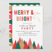 Farbenfrohe Retro Frohe und helle Weihnachtsfeier Einladung (Vorne/Hinten)