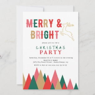 Farbenfrohe Retro Frohe und helle Weihnachtsfeier Einladung