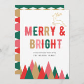 Farbenfrohe Retro Frohe und helle Weihnachtskarte Einladung (Vorne/Hinten)