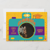 Farbenfrohe Retro Fun Party Custom Graduate Foto Einladung (Vorderseite)