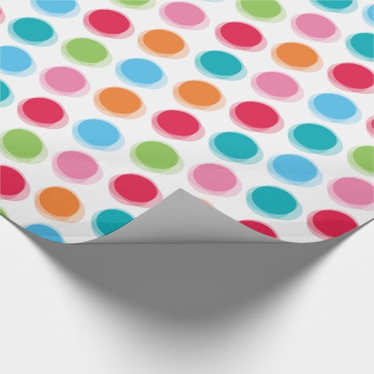 Farbenfrohe Retro Fuzzy Polka Dots Kindergeburt Geschenkpapier (Ecke)