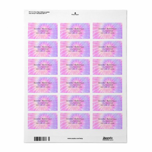 Farbenfrohe Retro-Gefärbte Krawatte Tiedye Name Ad Adressaufkleber (Vorne)