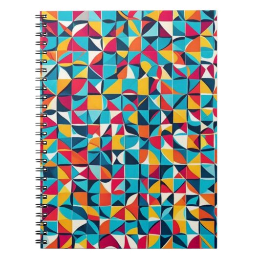 Farbenfrohe Retro Geometrie Muster Art Notizblock (Vorderseite)