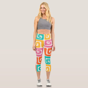 Farbenfrohe Retro-Geometrie-Swirls und kühne Vinta Capri Leggings