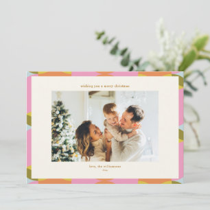 Farbenfrohe Retro-Geometrische Familienfoto-Weihna Feiertagskarte
