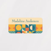 Farbenfrohe Retro geometrische Kindernamen Labels Etiketten (Design 1)