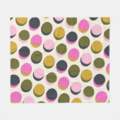 Farbenfrohe Retro geometrische Polka Punkte Grün r Fleecedecke (Vorderseite (Horizontal))