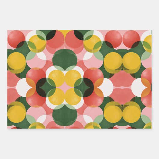 Farbenfrohe Retro Geschenkpapier Set (Vorderseite 3)