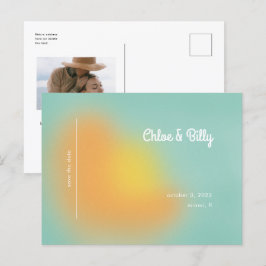 Farbenfrohe Retro-Gradient Minze Ombre Save the Da Ankündigungspostkarte