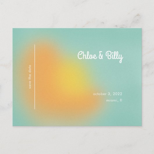 Farbenfrohe Retro-Gradient Minze Ombre Save the Da Ankündigungspostkarte (Vorderseite)