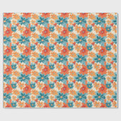 Farbenfrohe Retro Groovy Blumenmuster Geschenkpapier (Flach)