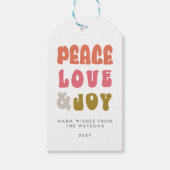 Farbenfrohe Retro Groovy Peace Liebe Joy Holiday Geschenkanhänger (Vorderseite)