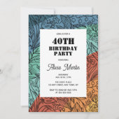 Farbenfrohe Retro Groovy Rainbow Floral 40. Geburt Einladung (Vorderseite)