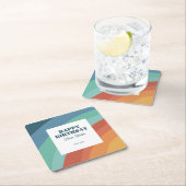 Farbenfrohe Retro Groovy Rainbow Happy Birthday Rechteckiger Pappuntersetzer (Vor Ort)