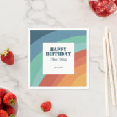 Farbenfrohe Retro Groovy Rainbow Happy Birthday Serviette (Beispiel)
