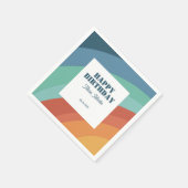 Farbenfrohe Retro Groovy Rainbow Happy Birthday Serviette (Ecke)