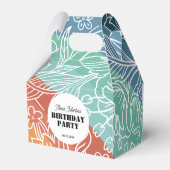 Farbenfrohe Retro Groovy Regenbogen Bloral Geburts Geschenkschachtel (Rückseite)