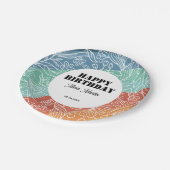 Farbenfrohe Retro Groovy Regenbogen Bloral Geburts Pappteller (Schrägansicht)