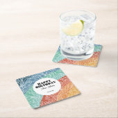 Farbenfrohe Retro Groovy Regenbogen Bloral Geburts Rechteckiger Pappuntersetzer (Vor Ort)