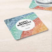 Farbenfrohe Retro Groovy Regenbogen Bloral Geburts Rechteckiger Pappuntersetzer (angewinkelt)