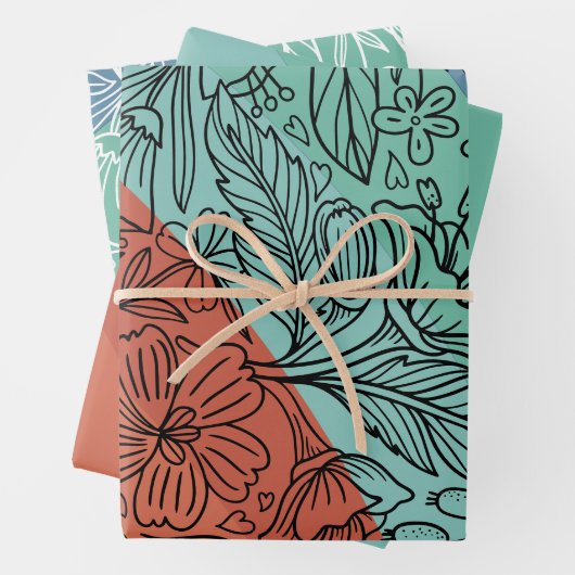 Farbenfrohe Retro Groovy Regenbogen Geschenkpapier Set (Beispiel)