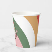 Farbenfrohe Retro Groovy und helle Weihnachten Pappbecher (Rückseite)