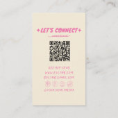 Farbenfrohe Retro Hand Dragee QR Code Blumenmädche Visitenkarte (Rückseite)