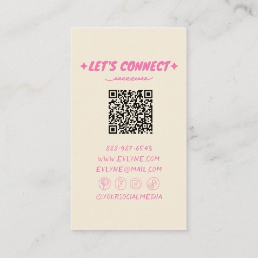 Farbenfrohe Retro Hand Dragee QR Code Blumenmädche Visitenkarte (Rückseite)