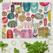 Farbenfrohe Retro Hand gezeichnete Blume Geschirrtuch (Gefaltet)