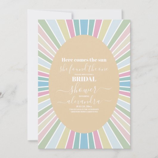 Farbenfrohe Retro Hier kommt das Sun Brautparty Einladung (Vorderseite)