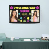 Farbenfrohe Retro Hippie Blume 2 Foto Abschluss Banner (Messeveranstaltung)